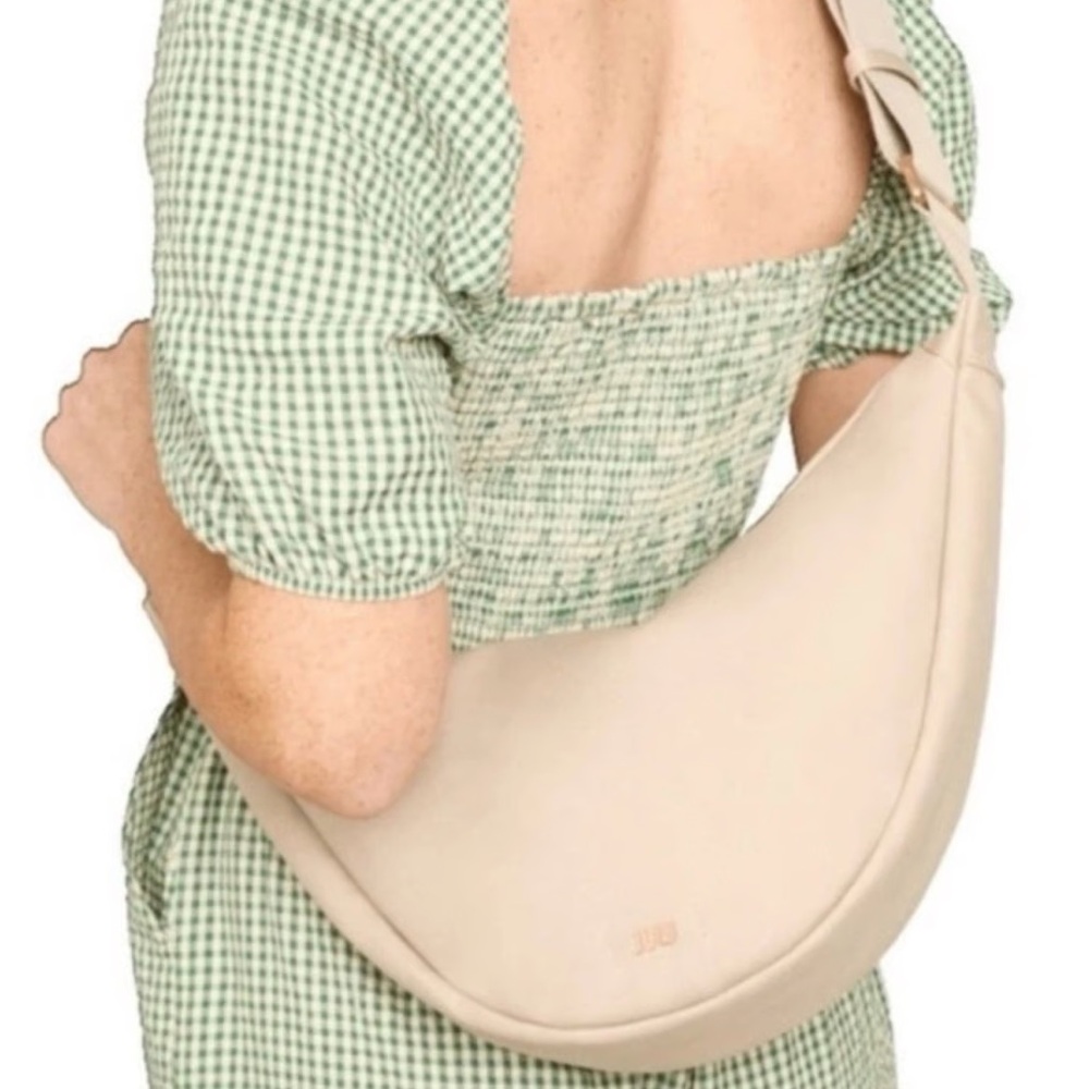 July brand Khaki Cream Tan Beige Sling Back Shoulder Bag Purse